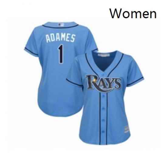 Womens Tampa Bay Rays 1 Willy Adames Replica Light Blue Alternate 2 Cool Base Baseball Jersey